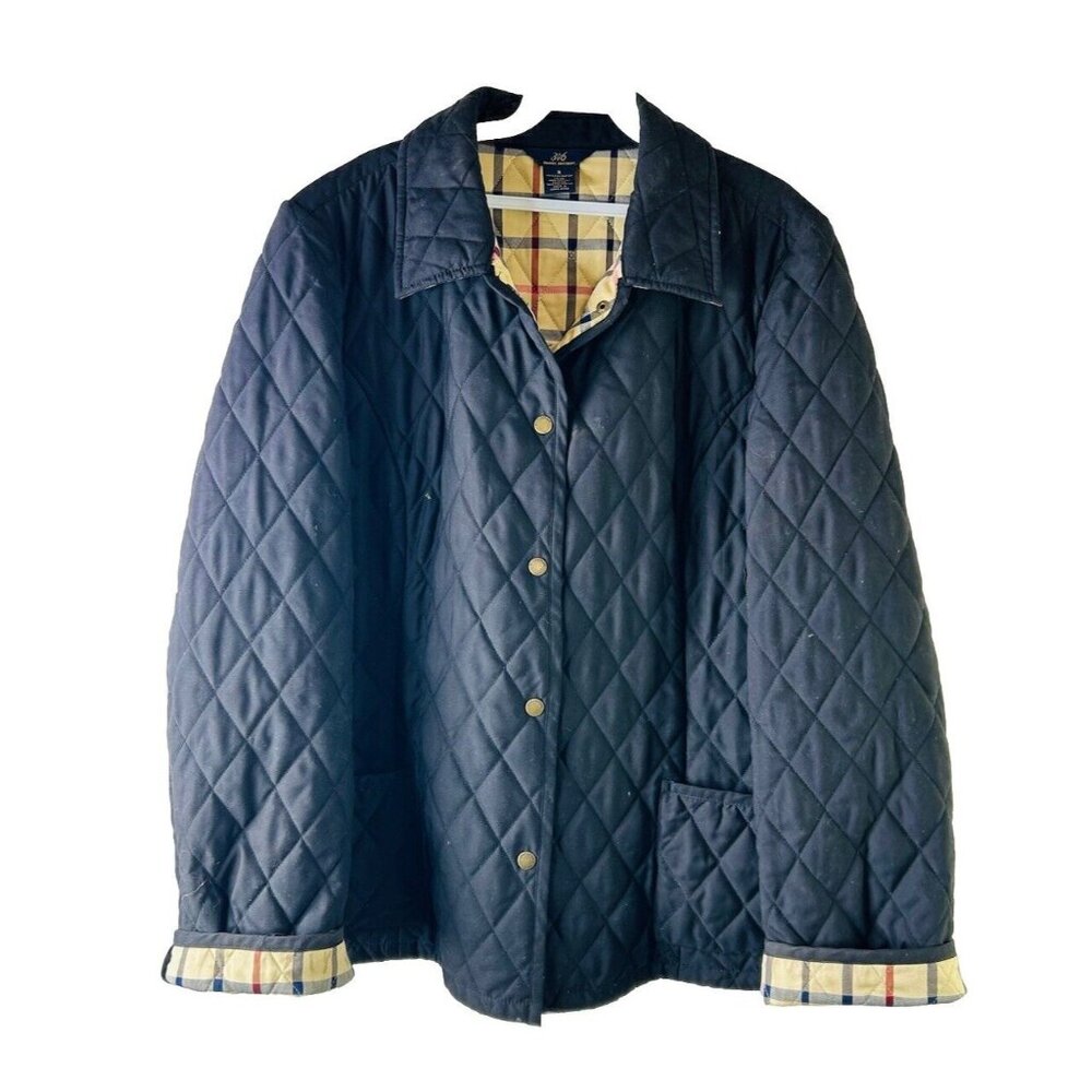 Brooks Brothers Quilted Plaid Lined Jacket Black